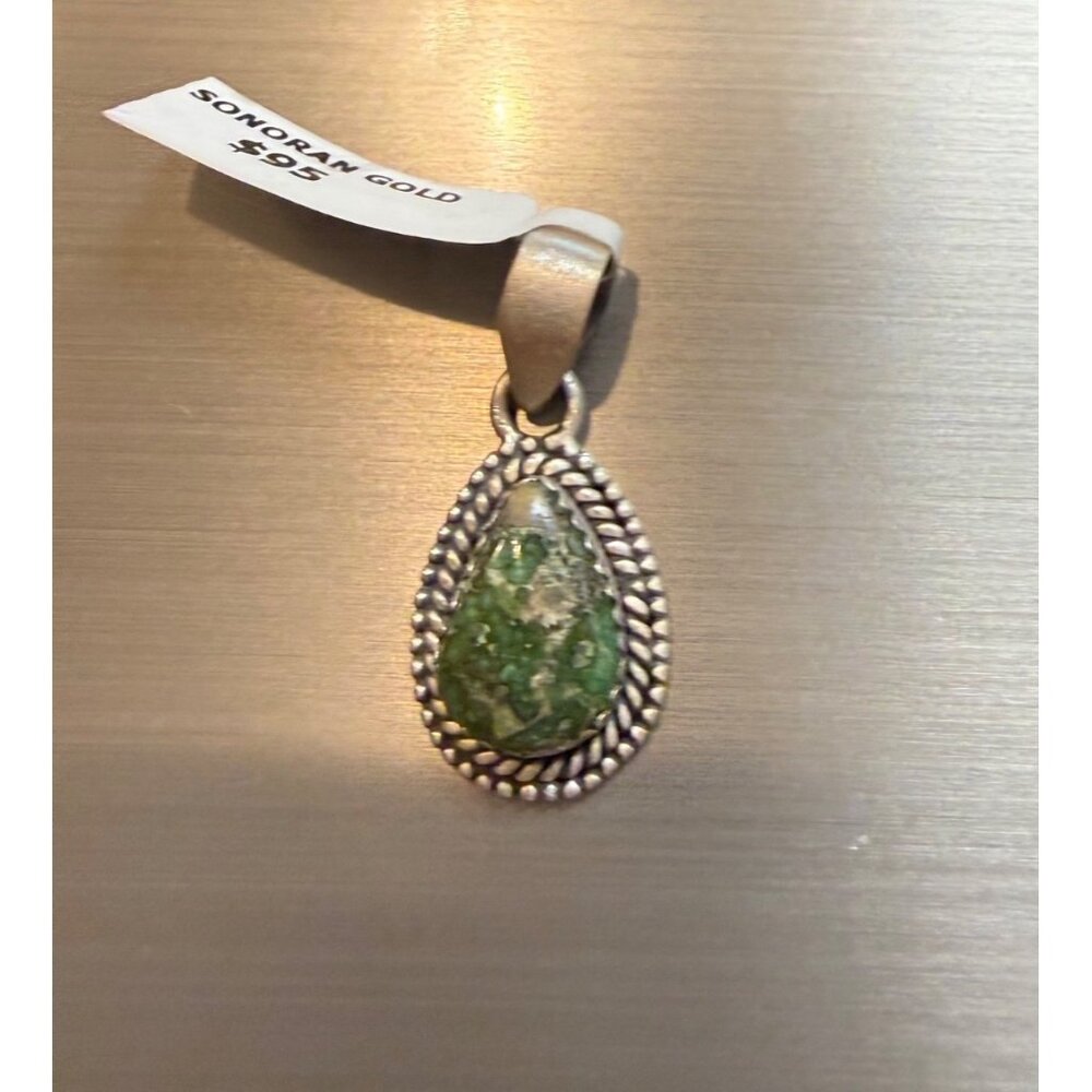 Nwt Artisan Sonoran Gold Turquoise Sterling Silver Teardrop Pendant Southwest 2g